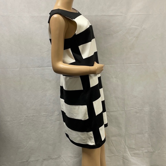 Calvin Klein Women's Black & Ivory Striped Sleeveless Dress NWT - Picture 2 of 7